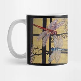 Red and Blue Dragonflies Mug